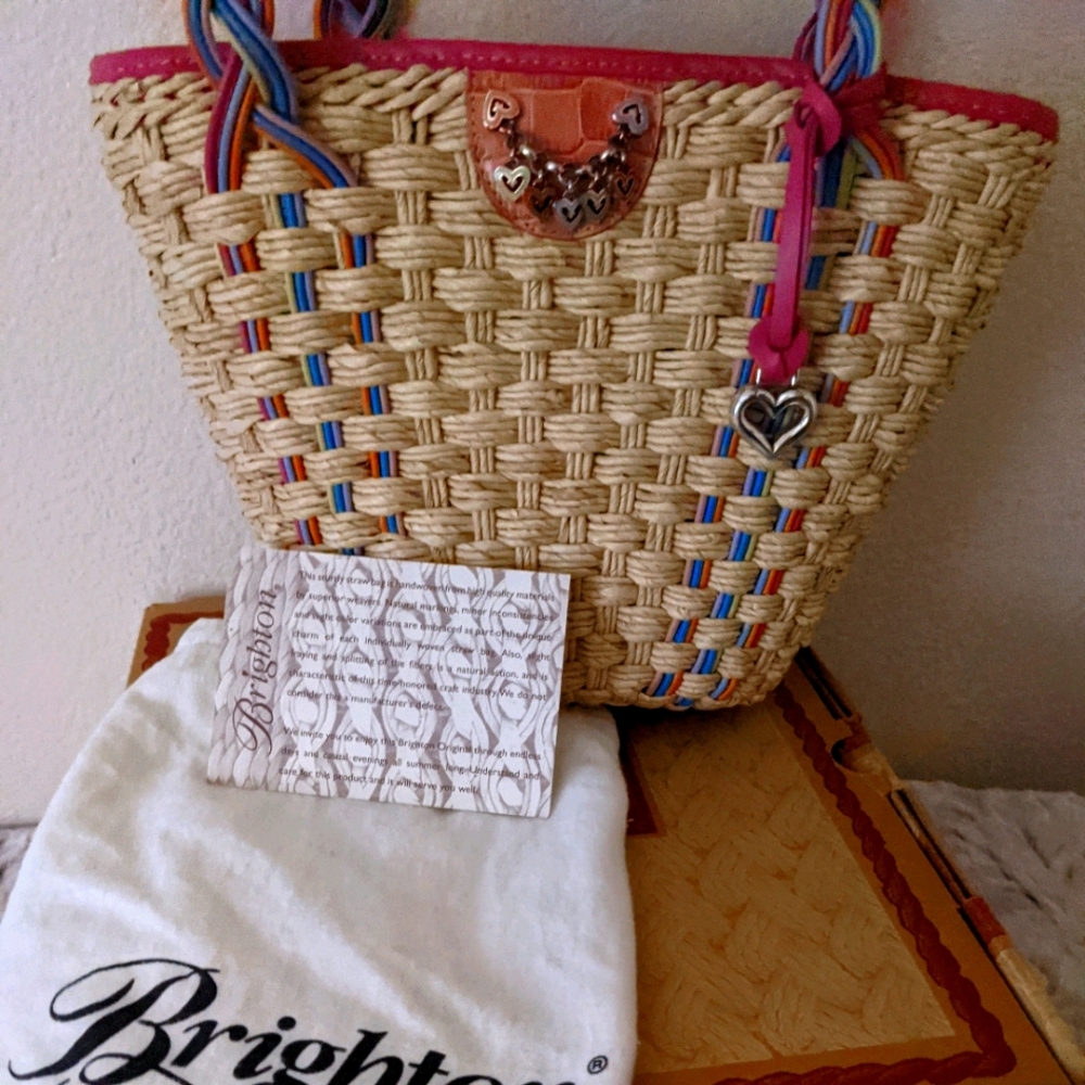 Brighton Vienna Pink Straw Handbag